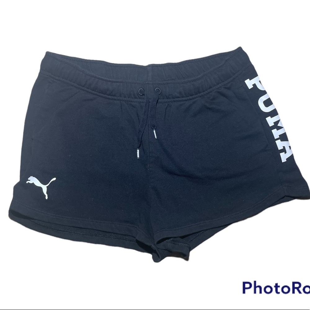 Black PUMA LOGO Running Shorts
